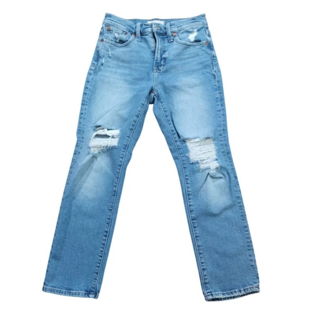 Madewell Vintage Distressed High Rise Straight Leg Jeans Women Size 25.